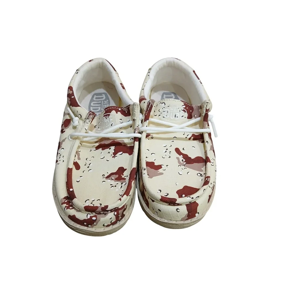 Hey Dude Wally Youth Camouflage Desert Camo Slip On Loafers Shoes Kids Y2 L3